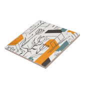 Modern geometrisch tulp lijnkunstpatroon tegeltje (Zijkant)