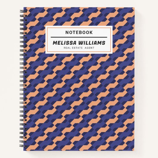 Modern geometrisch vergrendeld patroon notitieboek (Voorkant)