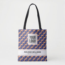 Modern geometrisch vergrendeld patroon tote bag