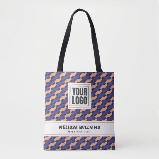 Modern geometrisch vergrendeld patroon tote bag (Voorkant)