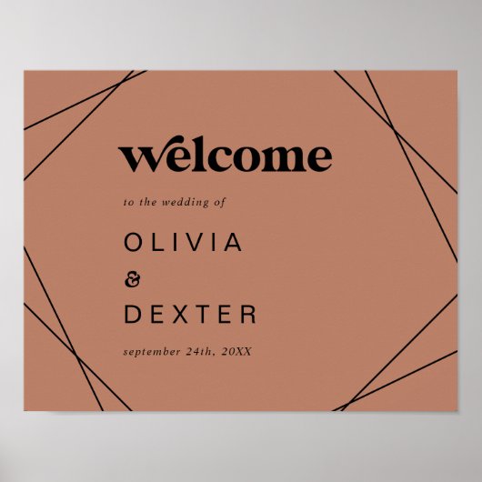 Modern geometrisch | Welkom koperen bruiloft Poster (Voorkant)