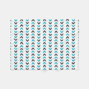 Modern geometrisch wit en blauw pijlpatroon fleece deken