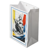 Modern Geometrisch Zeilschip Medium Cadeauzakje (Voorkant Gekanteld)