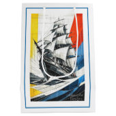 Modern Geometrisch Zeilschip Medium Cadeauzakje (Achterkant)