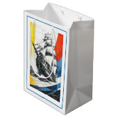 Modern Geometrisch Zeilschip Medium Cadeauzakje (Achterkant Gekanteld)