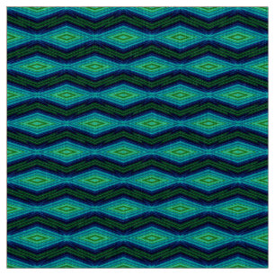 Modern geometrisch zigzagpatroon blauw en groen stof