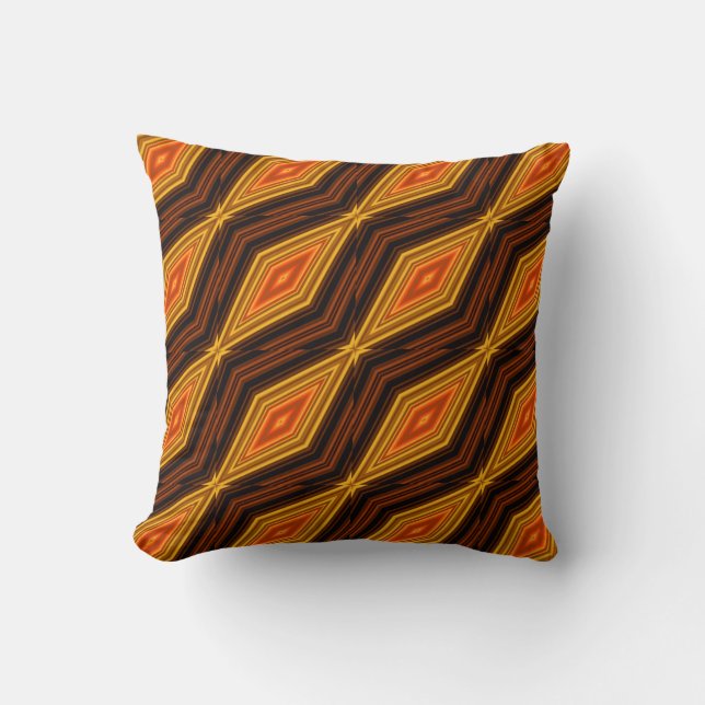 Modern geometrisch zigzagpatroon bruin en beige kussen (Voorkant)