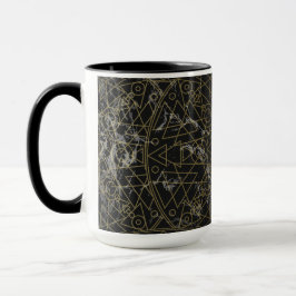 Modern Geometrisch Zwart en Goud Mandala Mok