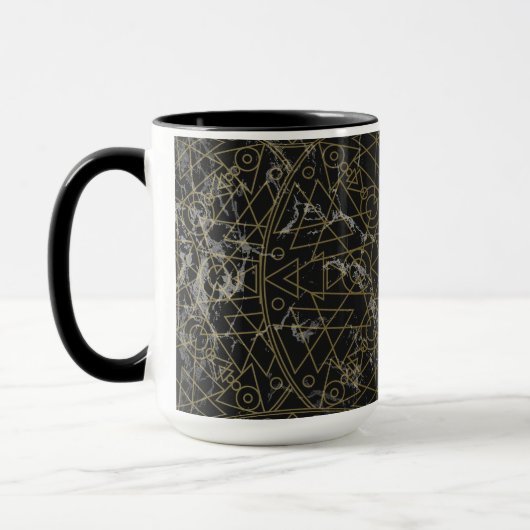 Modern Geometrisch Zwart en Goud Mandala Mok (Links)