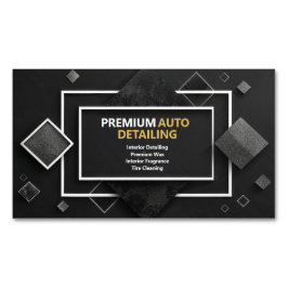 Modern geometrisch zwart en zilver magnetisch visitekaartje