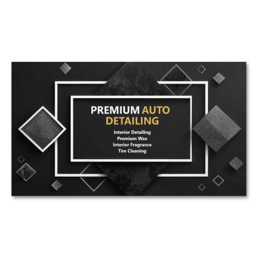 Modern geometrisch zwart en zilver magnetisch visitekaartje (Voorkant)