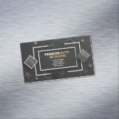 Modern geometrisch zwart en zilver magnetisch visitekaartje (Voorbeeld)