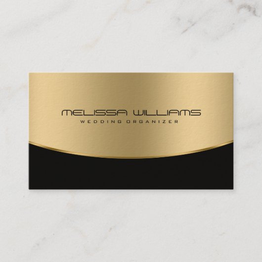 Modern Geometrisch Zwart & Glanzend Goud Ontwerp Visitekaartje (Voorkant)