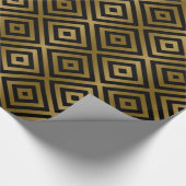 Modern geometrisch zwart-wit & goudnaadloos patroo cadeaupapier (Hoek)