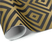 Modern geometrisch zwart-wit & goudnaadloos patroo cadeaupapier (Rol Hoek)