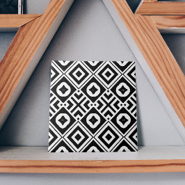 Modern Geometrisch zwart-wit mozaïekpatroon Tegeltje