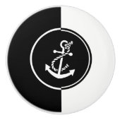 Modern Geometrisch Zwart & Wit Nautisch Anker Keramische Knop (Voorkant)