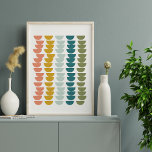 Modern Geometrische Bowls Design in Earth Tones Poster<br><div class="desc">Een leuk,  modern geometrisch patroon van rijen halve cirkels die doen denken aan keukenkommen - in een prachtig kleurenpalet blauw,  blauwgroen,  koraal en groen.</div>
