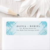 Modern Geometrische lijnen blauw retouradres label (Insitu)