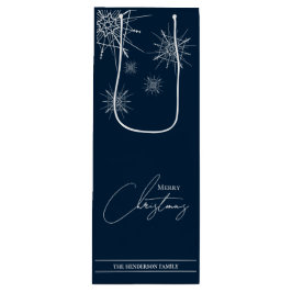 Modern | Geometrische sneeuwvlokken | Aangepaste k Wijn Cadeautas