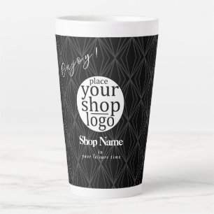 Modern Geometry Black Logo Business Latte Mok