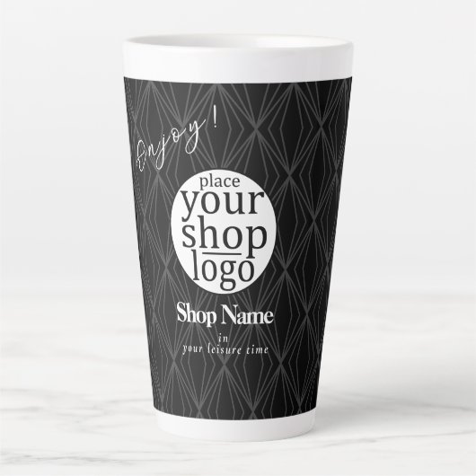 Modern Geometry Black Logo Business Latte Mok (Voorkant)
