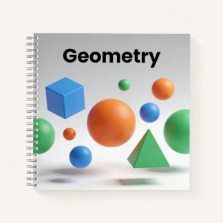 Modern Geometry Colorful 3D Shapes Teacher Student Notitieboek