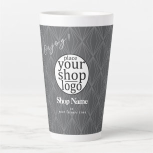 Modern Geometry Grey Logo Business Latte Mok