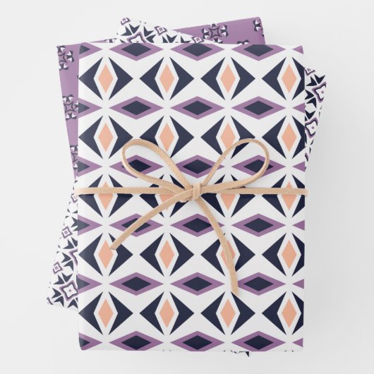 Modern Geos Paarse Series 2 Set van inpakpapier (In situ)