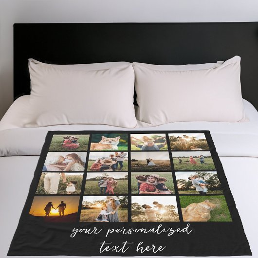 Modern gepersonaliseerd 16 Fotocollage op maat Fleece Deken