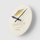 Modern gepersonaliseerd 2024 Goud Afstudeerder Pet Ronde Klok (Hoek)