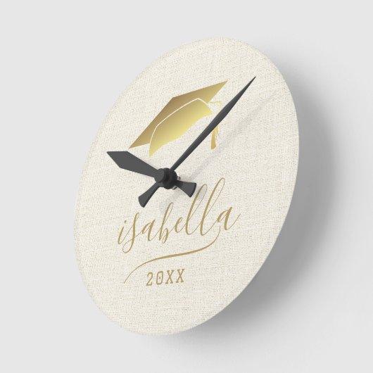 Modern gepersonaliseerd 2024 Goud Afstudeerder Pet Ronde Klok (Hoek)