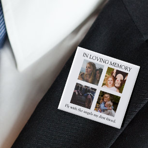 Modern Gepersonaliseerd 4 Foto-herdenking Vierkante Button 5,1 Cm