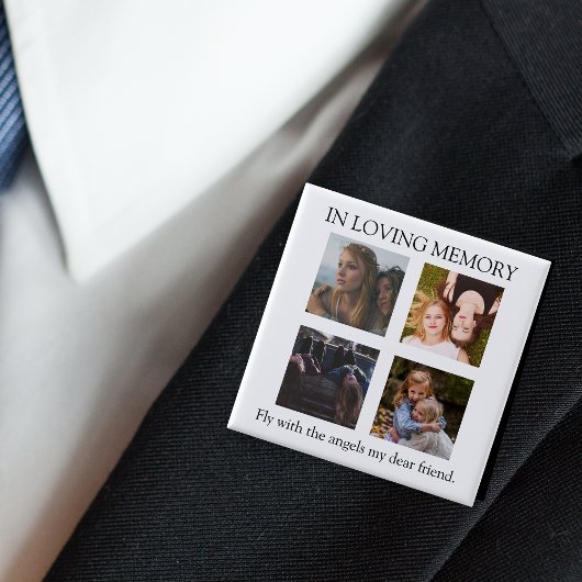 Modern | Gepersonaliseerd | 4 Foto-herdenking Vierkante Button 5,1 Cm
