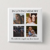 Modern | Gepersonaliseerd | 4 Foto Memorial Vierkante Button 5,1 Cm (Voorkant)