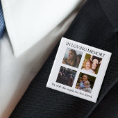 Modern | Gepersonaliseerd | 4 Foto Memorial Vierkante Button 5,1 Cm