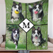 Modern gepersonaliseerd 4 fotocollage huisdier hon fleece deken