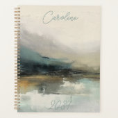 Modern gepersonaliseerd Abstract Blauwgroen landsc Planner (Voorkant)