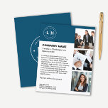 Modern gepersonaliseerd bedrijf flyer<br><div class="desc">Maak een blijvende indruk met deze moderne gepersonaliseerde zakenflyer, ontworpen in een verfijnd marineblauw palet. Met ruimte voor uw aangepaste logo, drie foto's en gepersonaliseerde tekst, is deze flyer ideaal om de unieke identiteit van uw merk te laten zien. Of het nu gaat om het promoten van diensten, producten of...</div>