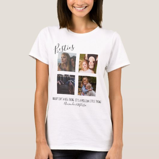 Modern | Gepersonaliseerd | Besties | 4 Foto T-shirt (Voorkant)