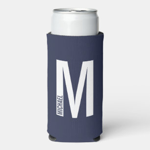 Modern gepersonaliseerd bloemmonogram en naam selt seltzer blikjeskoeler