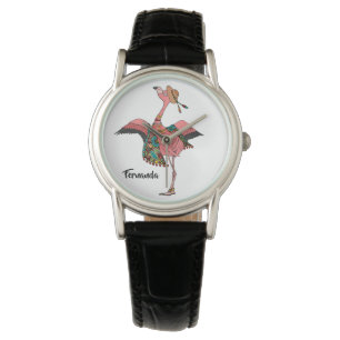 Modern gepersonaliseerd Bohemian Flamingo horloge