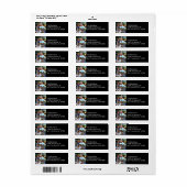 Modern gepersonaliseerd foto retour adres op zwart etiket (Full Sheet)