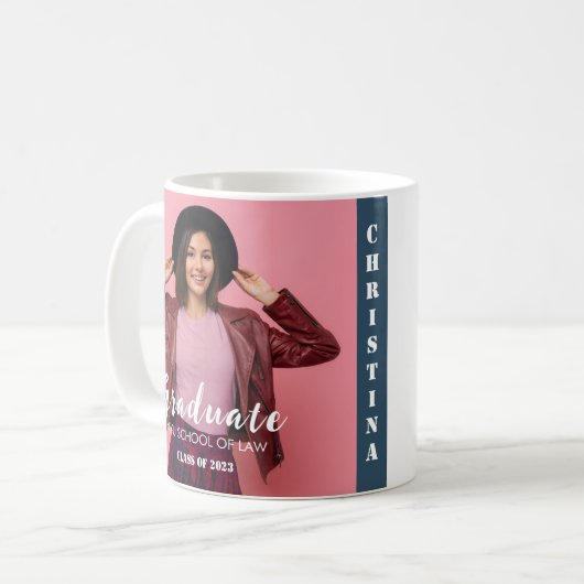 Modern gepersonaliseerd fotoscript Afstuderen Koffiemok (Voorkant links)