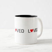 Modern gepersonaliseerd geliefd hart tweekleurige koffiemok (Voorkant rechts)