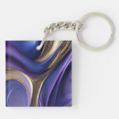 Modern gepersonaliseerd geschenk-blauw, Paarse en  Sleutelhanger (Achterkant)