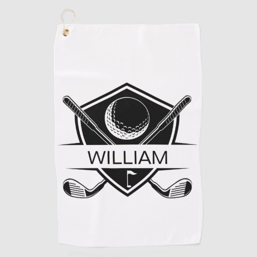 Modern gepersonaliseerd golfcadeau voor papa, groo golfhanddoek (Voorkant)