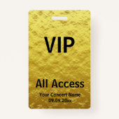 Modern gepersonaliseerd goud zwart VIP Alle toegan Badge (Voorkant)