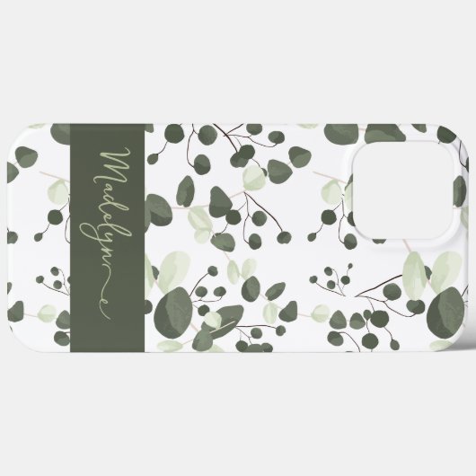 Modern gepersonaliseerd grafisch groen Eucalyptusp Case-Mate iPhone Case (Achterkant (horizontaal))