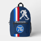 Modern gepersonaliseerd ijshockey speler naam numm bedrukte rugzak (Voorkant)